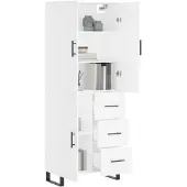vidaXL Hoge kast 69,5x34x180 cm bewerkt hout wit