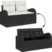 vidaXL Tuinset, 7-delig, zwart, polyrotan