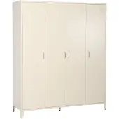 Sweeek Industriële metalen kledingkast hangruimte en planken 4 deuren 150cm Beige