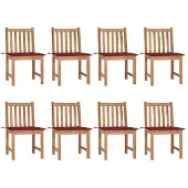 vidaXL Tuinstoelen 8 st met kussens massief teakhout