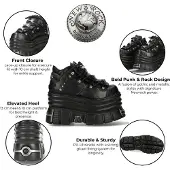 New rock M-106-C181 Zwarte Gothic Punk Chunky Platform Enkellaarsjes