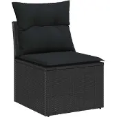 vidaXL Tuinbank Set met kussen 11 pcs Zwart poly rattan