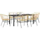 vidaXL 7-delige Tuinset poly rattan glas bruin