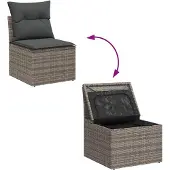 vidaXL Tuinbank Set 6 st Grijs poly rattan
