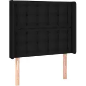 vidaXL Hoofdbord met randen 83x16x118/128 cm stof zwart