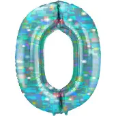 Folat - Folieballon Cijfer 0 Galactic Aqua - 86 cm