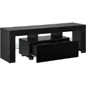 En.casa Tv meubel Grimsey met led verlichting 130x35x45 cm zwart