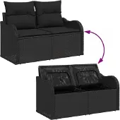 vidaXL Tuinbank Set 6 st Zwart Poly rattan