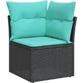 vidaXL 8-delige loungeset voor de tuin met kussens, zwart kunststof vlechtwerk
