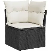 vidaXL 6-delige Loungeset met kussens poly rattan beige