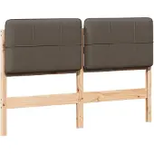 vidaXL Gestoffeerd hoofdbord Bruin en Taupe 135 cm Massief grenenhout