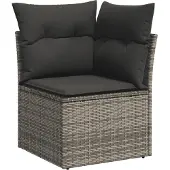 vidaXL 4-delige Loungeset met kussens poly rattan grijs
