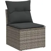 vidaXL 7-delige tuinmeubelset met kussens, grijs, polyrotan