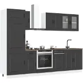 vidaXL 8-delige Keukenkastenset Kalmar bewerkt hout zwart