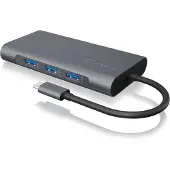 Icy Box USB Type-C DockingStation 1x USB 3.1 Type-C, 3x USB 3.0, 1x HDMI, 1x VGA, 1x RJ45, kaartsleuf, stereo combo