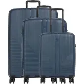 Travelite Air Stripe 4 wielen Kofferset 3-delig met uitbreidingsplooi blauw