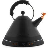 Alessi MG32, Elektrische waterkoker, zwart, met vogelmotief,