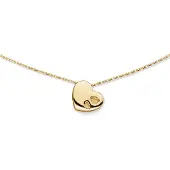 Glow 202.0235.45 Dames Ketting Hart met 2 Hartjes 45 cm 14 Karaat Goud