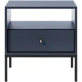 Vente-Unique.nl Nachtkastje BOGDAN - 1 lade en 1 nis - Blauw