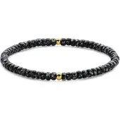 Frank 1967 7FB-0818 – – Heren Armband – Kralenarmband – Zwart – Goudkleurig – Gepolijst