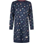 Happy Shorts Dames kerst nachthemd lange mouw donkerblauw gingerbread