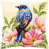 Vervaco - Kruissteekkussen kit - Vogel met wilde rozen - PN-0148175 - Borduren - Borduurpakket - Borduurpakket volwassenen - Borduurpakket kind