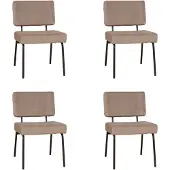Bronx71 Velvet eetkamerstoel Espen taupe - Eetkamerstoelen set van 4 - stoel