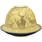 Clayre & Eef Waxinelichthouder Ø 12x8 cm Wit Porselein Hert