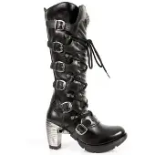 New rock dames kniehoge laarzen met zwarte gesp en veters - TR004-S1