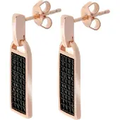 Orphelia Dames 925 Sterling Zilveren Dangle Oorbellen - Zwart/Rosé ZO-6045