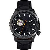 REIGN Bauer automatisch semi-skelet lederen band horloge