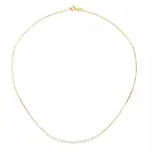 Diadema Curb Ketting 15 gekweekte parels White Yellow Gold