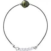 Diadema LOVE armband LINK Tahitian Pearl Ringed 10-11mm Link Nylon Black 925