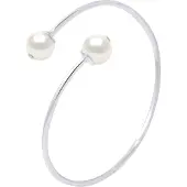 Diadema Bangle YOU AND ME 2 Beads Freshwater 89mm Zwarte Ronde 925
