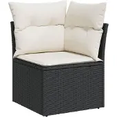 vidaXL 8-delige Loungeset met kussens poly rattan zwart