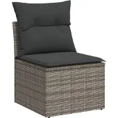 vidaXL 13-delige loungeset voor de tuin met kussens, grijs, polyrotan