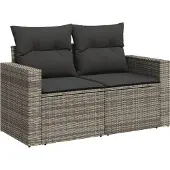 vidaXL 5-delige Loungeset met kussens poly rattan grijs
