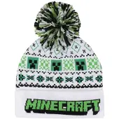 Minecraft - Gaming Beanie - Ski Pom - zwart-groen-wit - Maat Standard