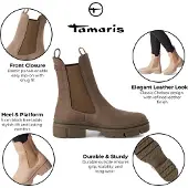 Tamaris Chelsea boots donkerbeige