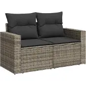 vidaXL Tuinbank Set 10 st 7-Aantal zitplaatsen Grijs poly rattan