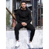 Enzo | Heren Zip Up Hoodie Tracksuit Set - Zwart