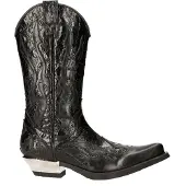 New rock Flame geaccentueerde zwart lederen biker cowboylaarzen - M-7921-S1