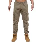 Enzo | Heren Cargo Jogger Jeans - Beige