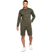 Enzo | Heren Cargo Trainingspak Met Korte Broek Set - Khaki
