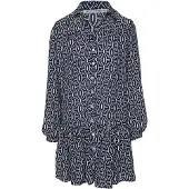 Conquista Navy en witte print jurk met knopen