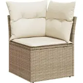 vidaXL 6-delige Loungeset met kussens poly rattan beige