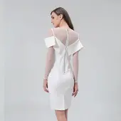 Smart & Joy Bardot halslijn bodycon jurk in jersey en tule