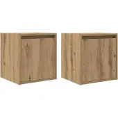 vidaXL Nachtkastjes 2 st wandgemonteerd 38x34x40 cm artisanaal eiken