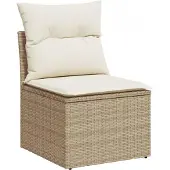 vidaXL 9-delige Loungeset met kussens poly rattan beige