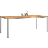vidaXL Eettafel 200x90x75 cm Massief acaciahout en roestvrij staal